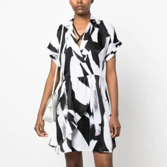 DKNY Black and White Graphic Mini Dress - XS - Picture 1 of 6